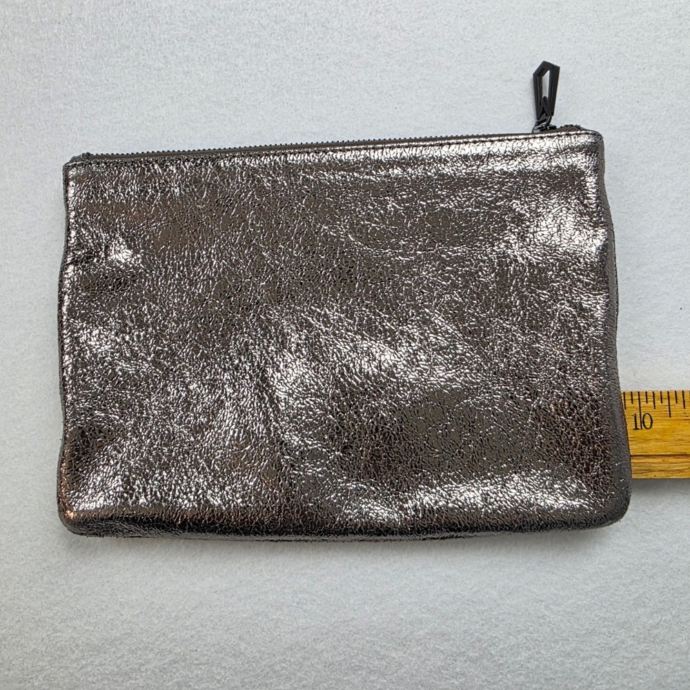 Marc Jacobs Target Neiman Marcus Metallic Pewter Leather Pouch Clutch Bag